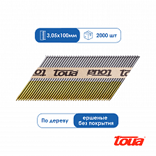 Реечные гвозди для нейлера ершеные без покрытия Toua D34 100 мм